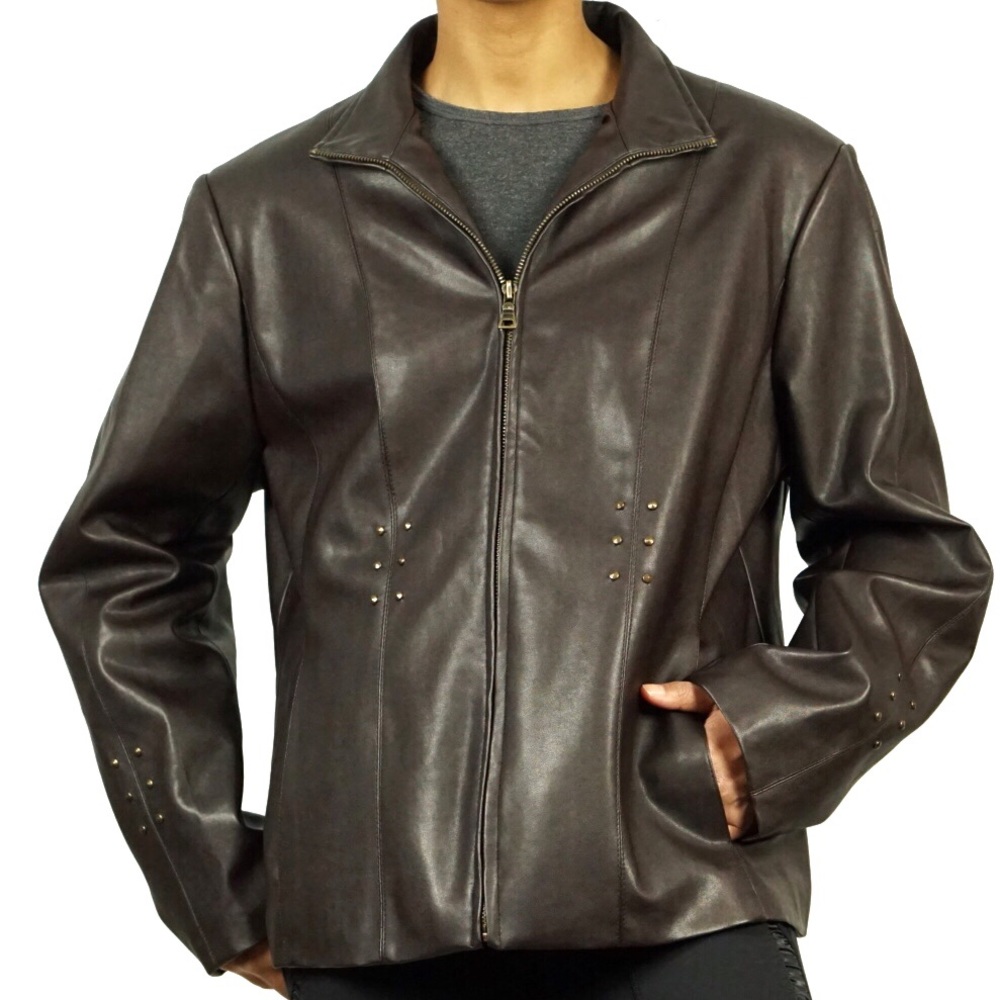 Colebrook Classics Studded Faux Leather Jacket